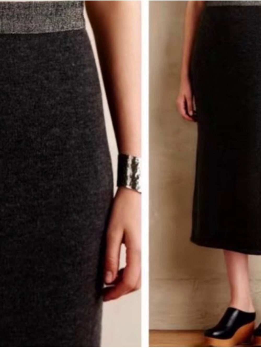 Anthropologie Moth Metallic Waist Knit Midi Maxi Skirt - Size Small